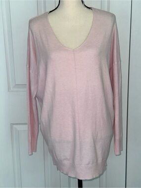 Dreamers by Debut Basic V-Neck Sweater Oversized Tunic Pale Pink S/M‎